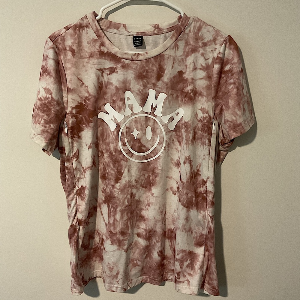 SHEIN Tie-dye Mama Graphic T / Nursing shirt
